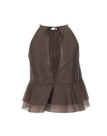 Top smanicato con balze SP1GX030 6044 KAOS 