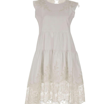 Abito in misto cotone con pizzo W06090581 WHITE MAURIZIO MYKONOS 