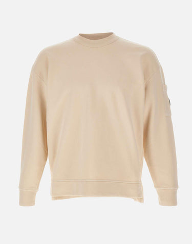 "Brushed and Emerized Diagonal Fleece Boxy Crewneck" 19CMSS058A 006372G402 C.P. COMPANY 