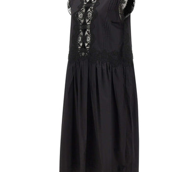 Abito lungo con pizzo floreale W06040581 BLACK MAURIZIO MYKONOS 