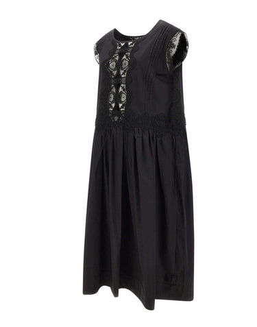 Abito lungo con pizzo floreale W06040581 BLACK MAURIZIO MYKONOS 