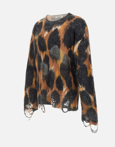 Maxi maglione leopardato con strappi F5LAMAJP065 570 LANEUS 