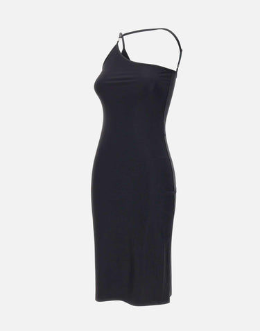 Abito con scollo asimmetrico e logo C COPR313F5021 BLK COPERNI 