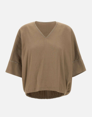 Blusa in lino e viscosa stretch TPDC02F361H550 1266 FABIANA FILIPPI 