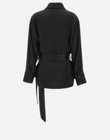 "Pyjama Wrap Blouse" 1425WSH006839B BLACK VICTORIA BECKHAM 