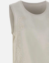 Top in lino con dettagli in pizzo W14040781 OFFWHITE MAURIZIO MYKONOS 