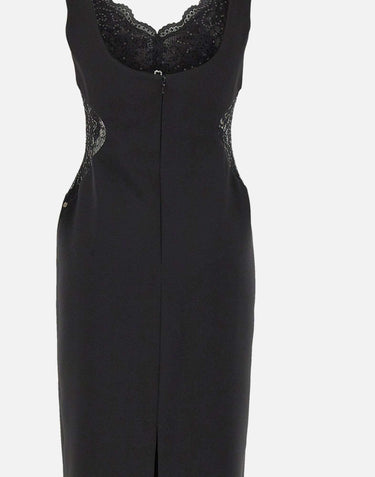 Abito lungo con inserti in pizzo RS16361 BLACK NISSA 
