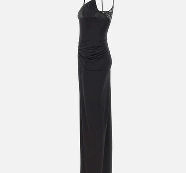 Abito lungo con drappeggi QZ011 BLACK JACQUES WEI 