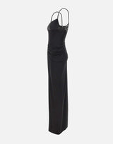 Abito lungo con drappeggi QZ011 BLACK JACQUES WEI 