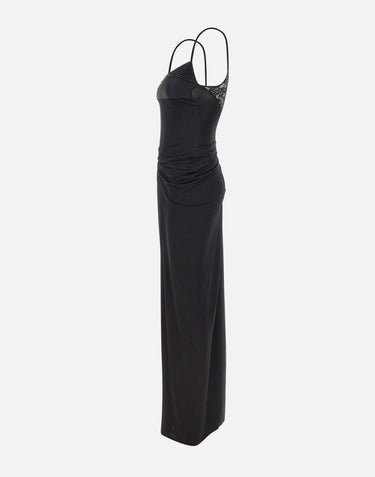 Abito lungo con drappeggi QZ011 BLACK JACQUES WEI 