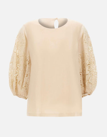 Blusa in garza ramié e Sangallo 2616161012600 060 MAX MARA STUDIO 