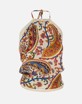 Top in seta con scollo all'americana e motivo paisley floreale WRJA0147 AKF34X0801 ETRO 