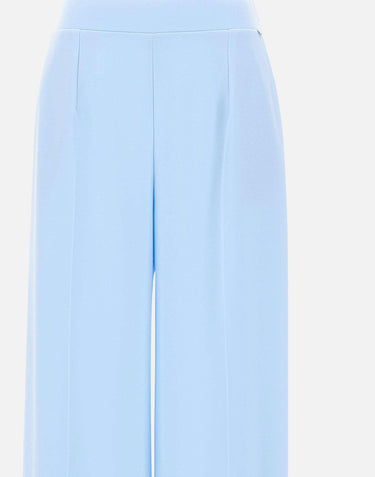 Pantaloni in crêpe a vita alta P16523 LIGHTBLUE NISSA 