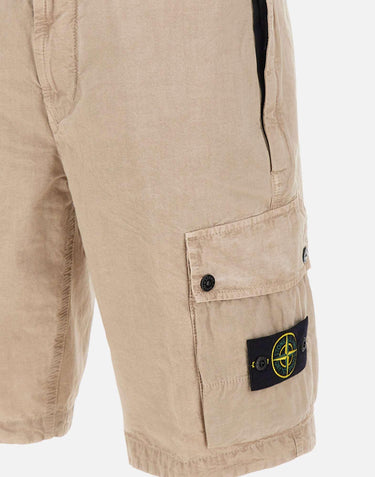 Shorts in tela di cotone biologico spazzolato effetto "old" L100019S00WA V019A STONE ISLAND 