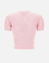 "Pointelle Knit Top" 057TP PINK SELF-PORTRAIT 