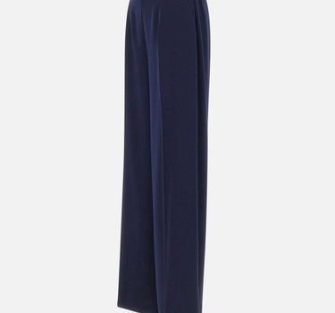 Pantaloni in crêpe a vita alta P16523 NAVY NISSA 