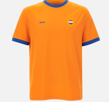 T-shirt in cotone elasticizzato con bandiera 50562134 821 BOSS 