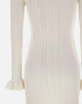 Abito midi in maglia traforata 051MW WHITE SELF-PORTRAIT 