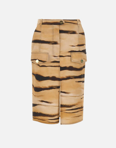 Gonna in drill con stampa tigre GO18362E2 470 ELISABETTA FRANCHI 