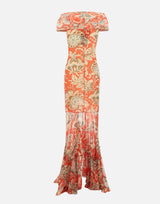 Abito lungo in tulle con motivo floreale WRHA0622 99IAS71X0864 ETRO 