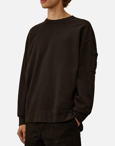 "Brushed and Emerized Diagonal Fleece Boxy Crewneck" 19CMSS058A 006372G999 C.P. COMPANY 