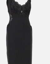 Abito lungo con inserti in pizzo RS16361 BLACK NISSA 