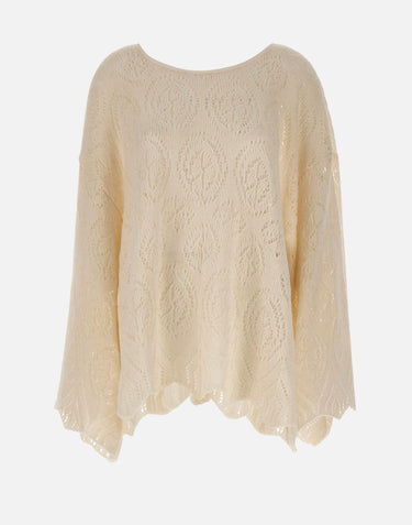Maglione in lana e alpaca W08130280 24WHITE MAURIZIO MYKONOS 