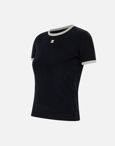 T-shirt "Signature contrast" VESJTS017JS0070 BLKHERWHITE COURREGES 