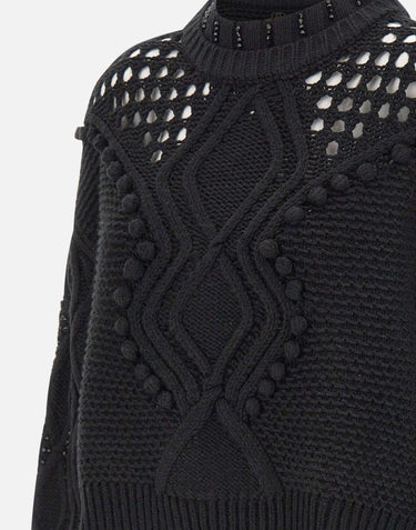 Maglia in lana con traforature MF5442MA93O 22222 LIU-JO 