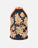 Top in seta con scollo all'americana e motivo paisley floreale WRJA0147 AKI89X0884 ETRO 