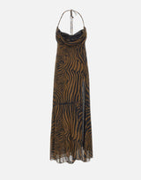 Abito lungo in chiffon con stampa zebrata 2A768A M5179 BLUMARINE 