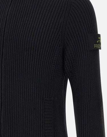 "Ribbed Zip Up Cardigan" PMG25 BLACK PREMIATA 