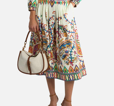 Gonna midi plissé in cotone con stampa paisley floreale WRFA0112 99SP5I0X0800 ETRO 