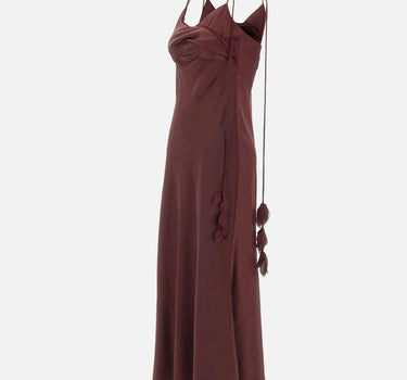 Abito in raso con inserti floreali 218MBU BURGUNDY SELF-PORTRAIT 