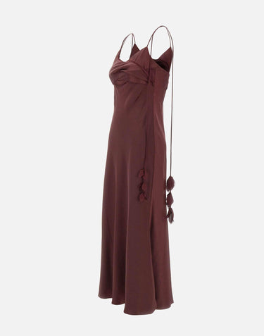 Abito in raso con inserti floreali 218MBU BURGUNDY SELF-PORTRAIT 