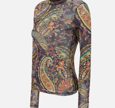 Top in tulle stretch con motivo Paisley WRJA0038 AKG51X0884 ETRO 