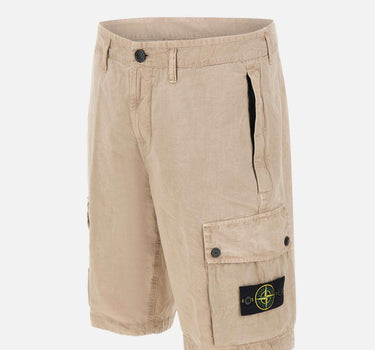 Shorts in tela di cotone biologico spazzolato effetto "old" L100019S00WA V019A STONE ISLAND 