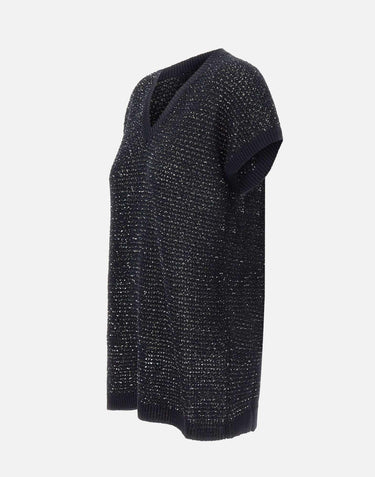 Maglia smanicata con paillettes MAD276F531 M120VR5 FABIANA FILIPPI 