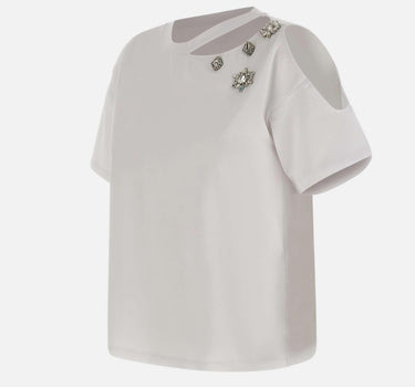 T-shirt con ricami gioiello CA6160JS088 11111 LIU-JO 