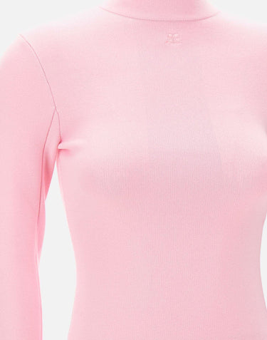 "Interlock Mockneck sweater" 425MPU260FI0001 PINK COURREGES 