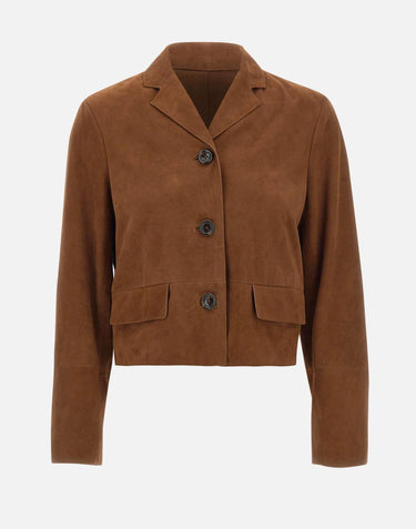 Giacca boxy in pelle scamosciata CA6379P0382 81242 LIU-JO 