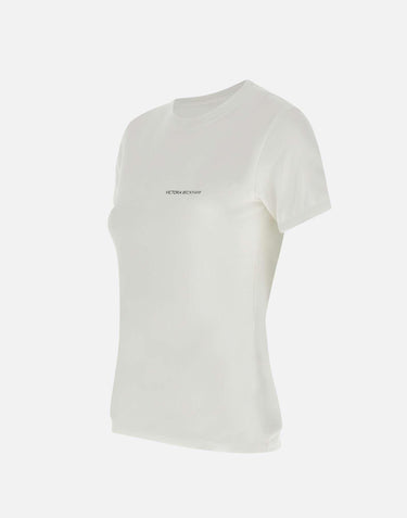 "Fitted Shrunken Logo"<BR/><BR/> 1424JTS005890A WHITE VICTORIA BECKHAM 