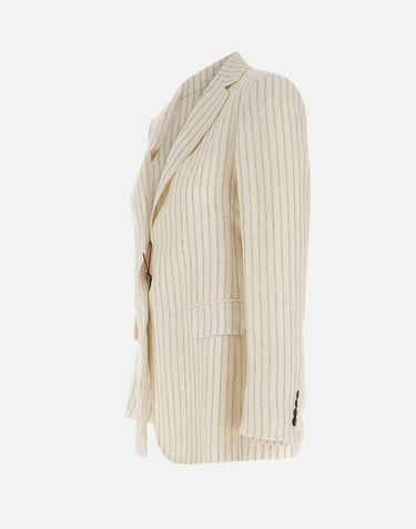 Blazer in lino gessato 2616041012600 001 MAX MARA STUDIO 