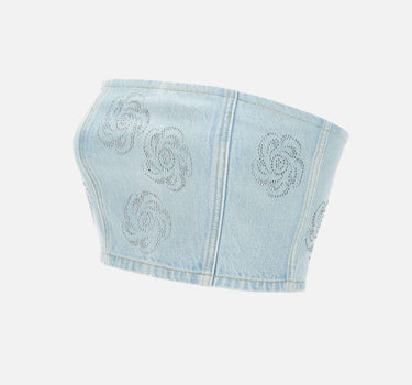 "Denim cropped stud top" 114062 1468 ROTATE BIRGER CHRISTENSEN 