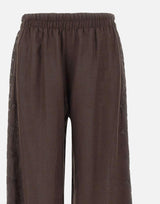 Pantaloni in lino con dettagli in pizzo W01210781 CHOCOLATE MAURIZIO MYKONOS 