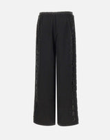 Pantaloni in raso con ricamo gioiello KZ006 BLACK JACQUES WEI 
