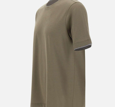 T-shirt in cotone con profili doppiati 60123 73710480 GRAN SASSO 