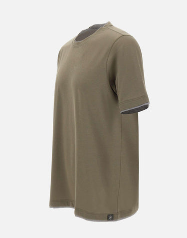 T-shirt in cotone con profili doppiati 60123 73710480 GRAN SASSO 