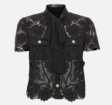 Camcia in pizzo con fiocco 111TB BLACK SELF-PORTRAIT 
