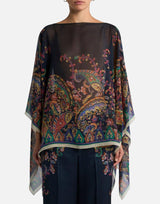 Top poncho in seta con stampa paisley floreale WRJA0027 AKG22X0883 ETRO 